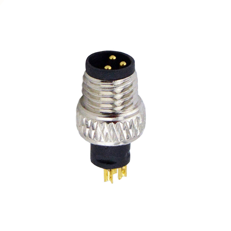 M8 3pins A code male moldable connector,unshielded,brass with nickel plated screw