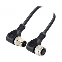 M12 17pins  A code male to female right angle molded cable,shielded,PUR,-40°C~+105°C,26AWG 0.14mm²,brass with nickel plated screw