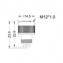 M12 4pins D code female moldable connector, unshielded,brass with nickel plated screw
