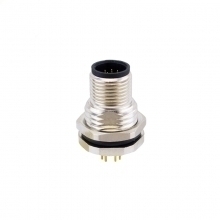 M12 4pins D code male straight front panel mount connector PG9 thread,unshielded,insert,brass with nickel plated shel