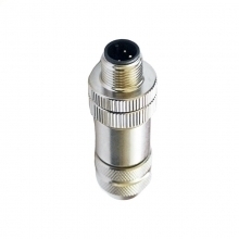 M12 4pins D code male straight metal assembly connector PG7 thread,shielded,brass with nickel plated housing,suitable cable diameter 4.0mm-6.0mm