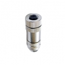 M12 4pins D code female straight metal assembly connector PG7 thread,shielded,brass with nickel plated housing,suitable cable diameter 4.0mm-6.0mm