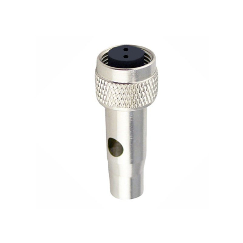 M12 2pins C code female moldable connector with shielded,brass with nickel plated screw