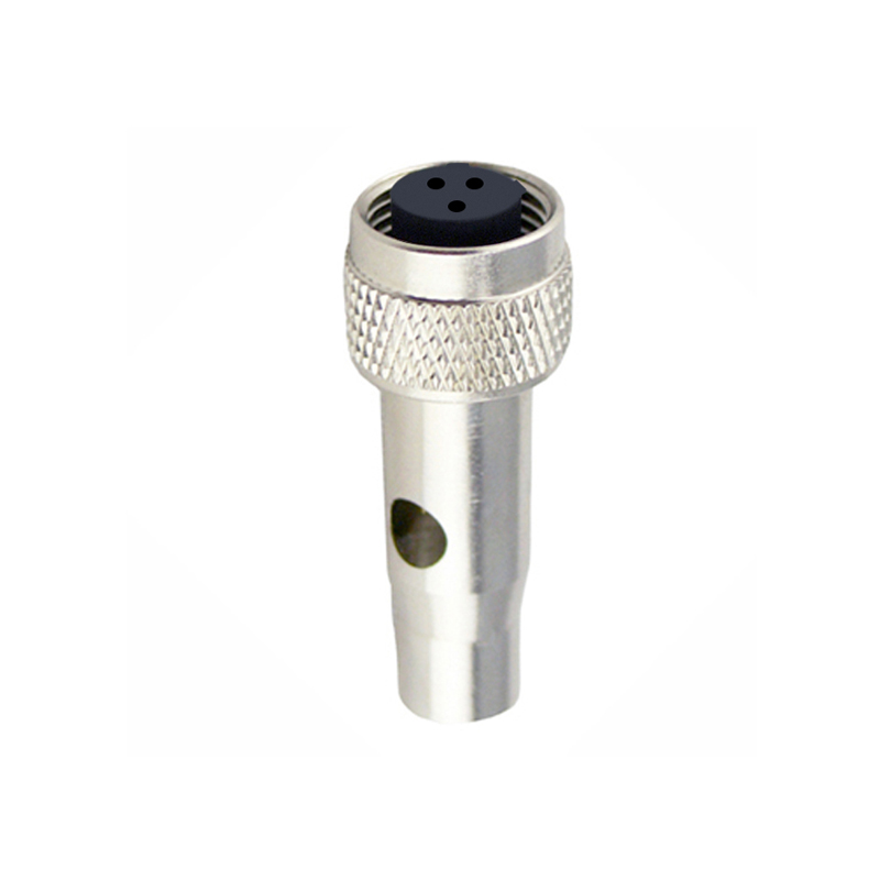 M12 3pins C code female moldable connector with shielded,brass with nickel plated screw