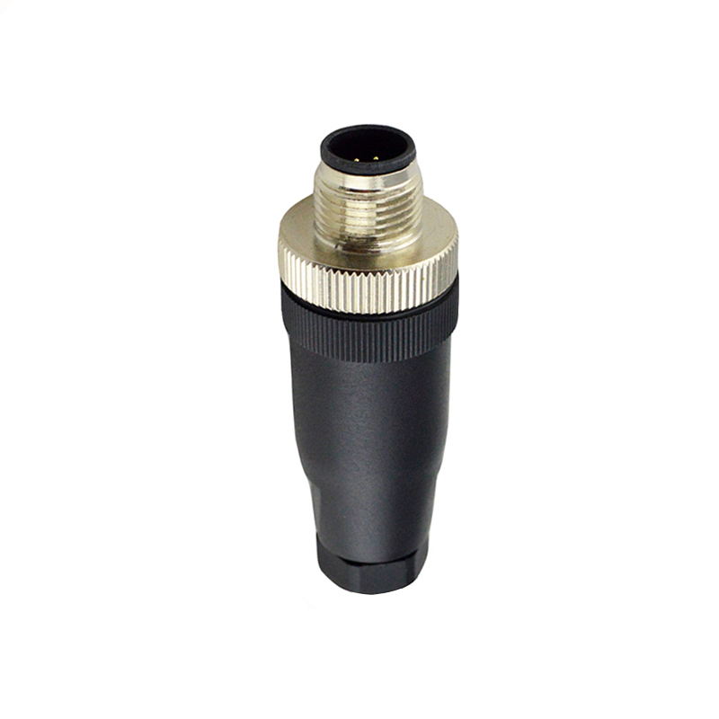 M12 8pins A code male straight plastic assembly connector PG9 thread, unshielded,suitable cable outer diameter 6.0mm-8.0mm
