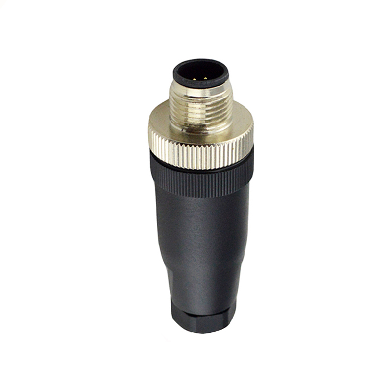 M12 3pins A code male straight plastic assembly connector PG7 thread, unshielded,suitable cable outer diameter 4.0mm-6.0mm