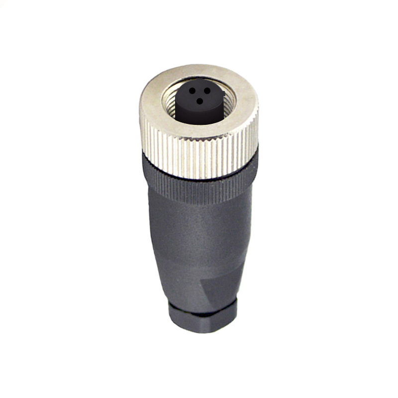 M12 3pins C code female straight plastic assembly connector PG7 thread,unshielded,suitable cable outer diameter 4.0mm-6.0mm