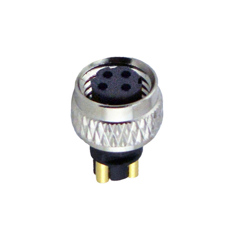 M8 4pins D female moldable connector,unshielded,brass with nickel plated screw