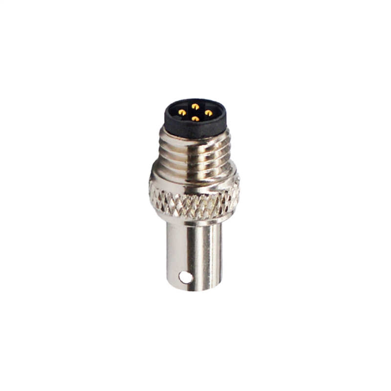 M8 4pins D male moldable connector with shielded,brass with nickel plated screw