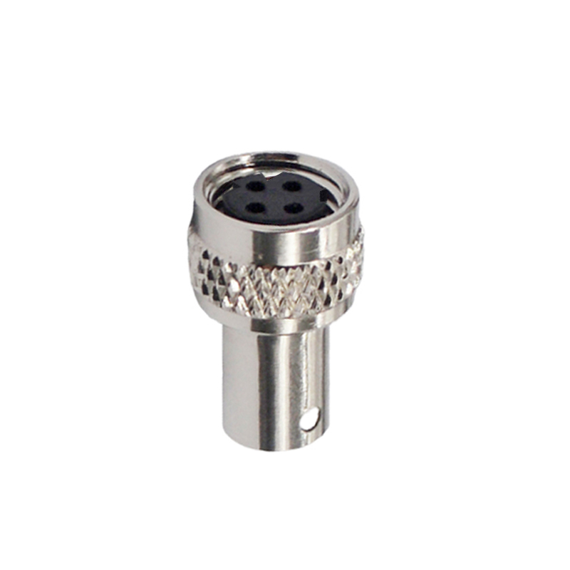 M8 4pins D female moldable connector with shielded,brass with nickel plated screw