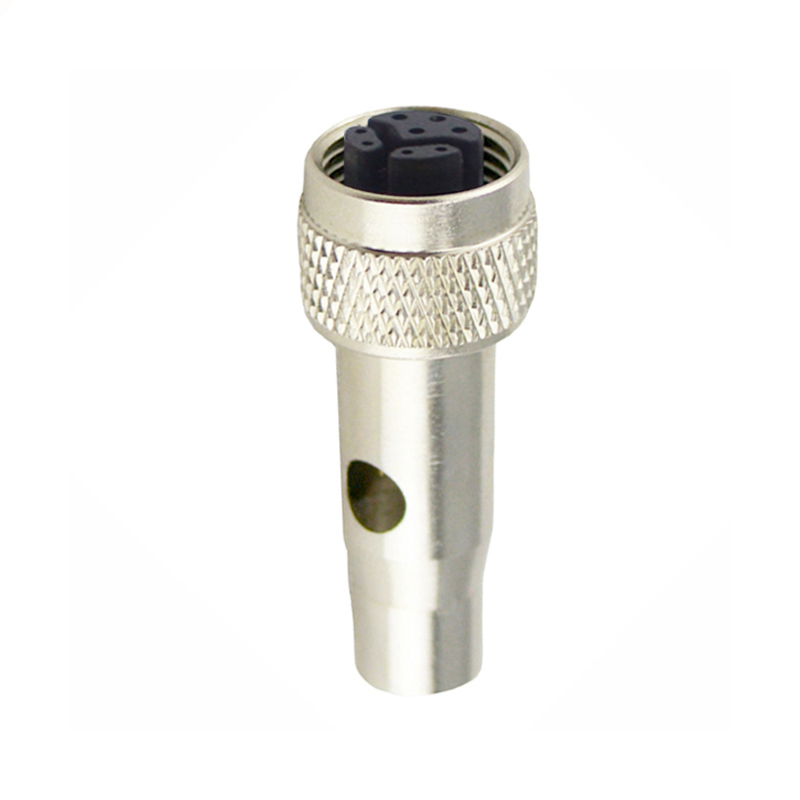 M12 8pins Y code female moldable connector with shielded,brass with nickel plated screw