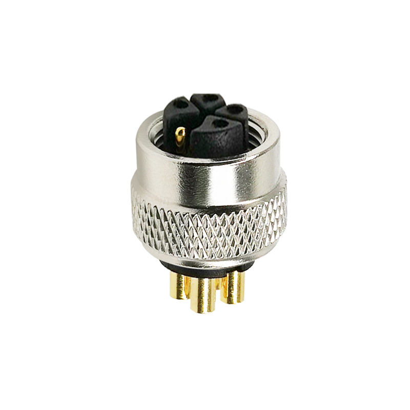 M12 5pins K code female moldable connector,unshielded,brass with nickel plated screw