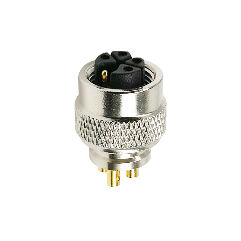 M12 5pins K code female moldable connector with shielded,brass with nickel plated screw