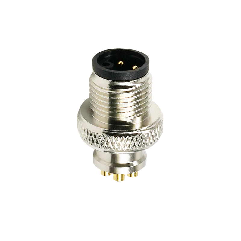 M12 5pins L code male moldable connector with shielded,brass with nickel plated screw