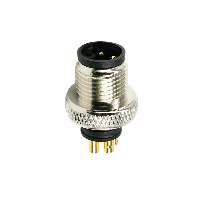 M12 5pins L code male moldable connector,unshielded,brass with nickel plated screw