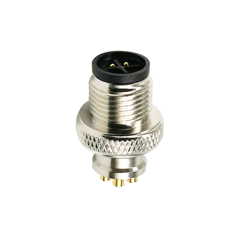 M12 4pins S code male moldable connector with shielded,brass with nickel plated screw