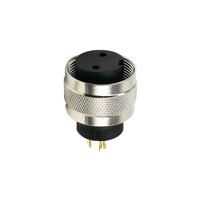 M16 2pins A code female moldable connector,unshielded,brass with nickel plated screw