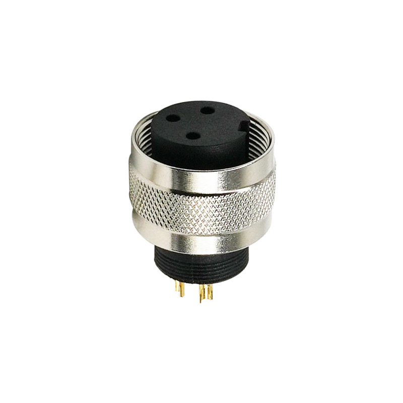 M16 3pins A code female moldable connector,unshielded,brass with nickel plated screw