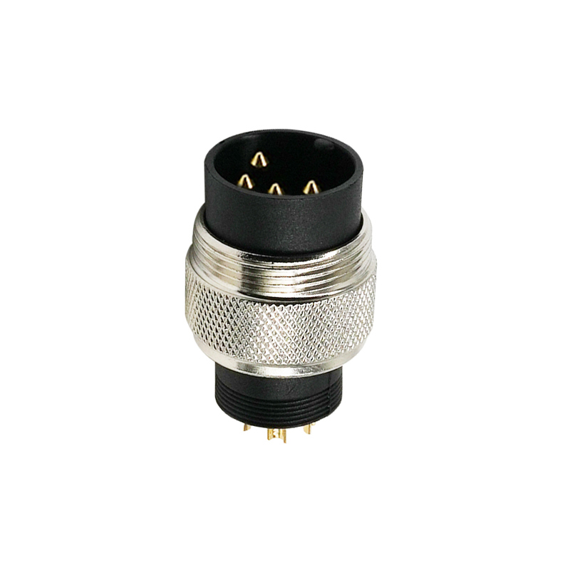 M16 4pins A code male moldable connector,unshielded,brass with nickel plated screw