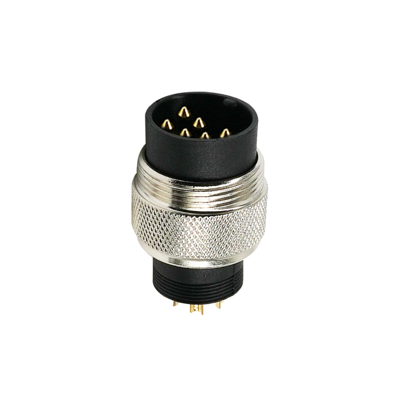 M16 6pins A code male moldable connector,unshielded,brass with nickel plated screw