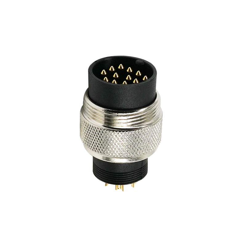 M16 12pins A code male moldable connector,unshielded,brass with nickel plated screw