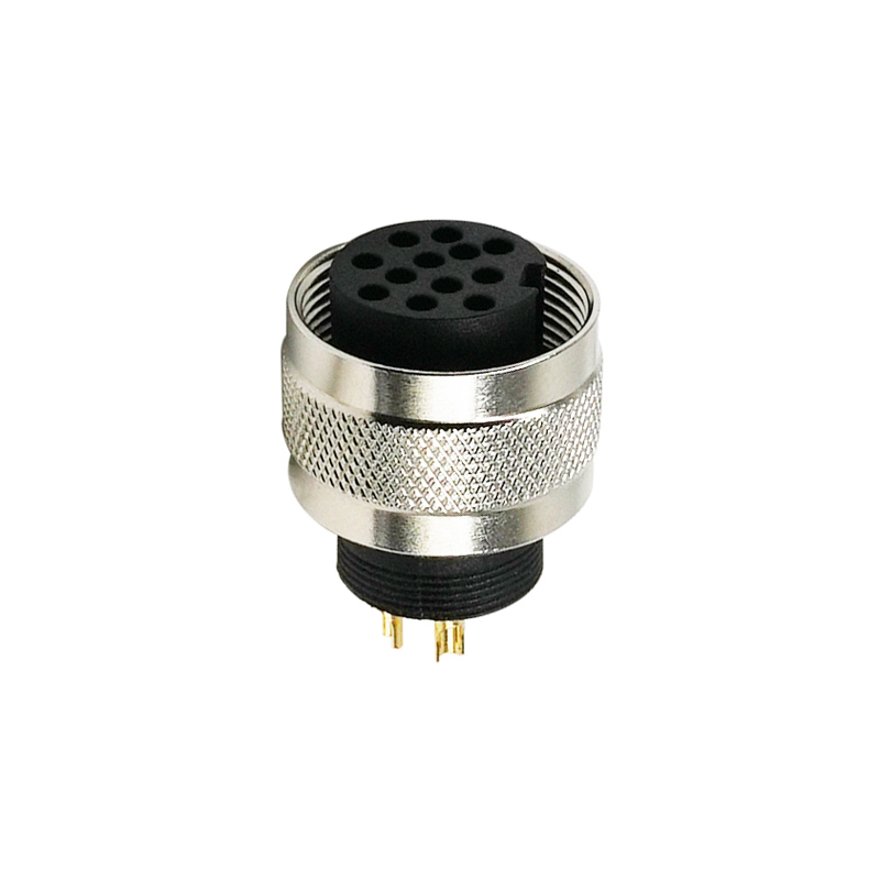M16 12pins A code female moldable connector,unshielded,brass with nickel plated screw