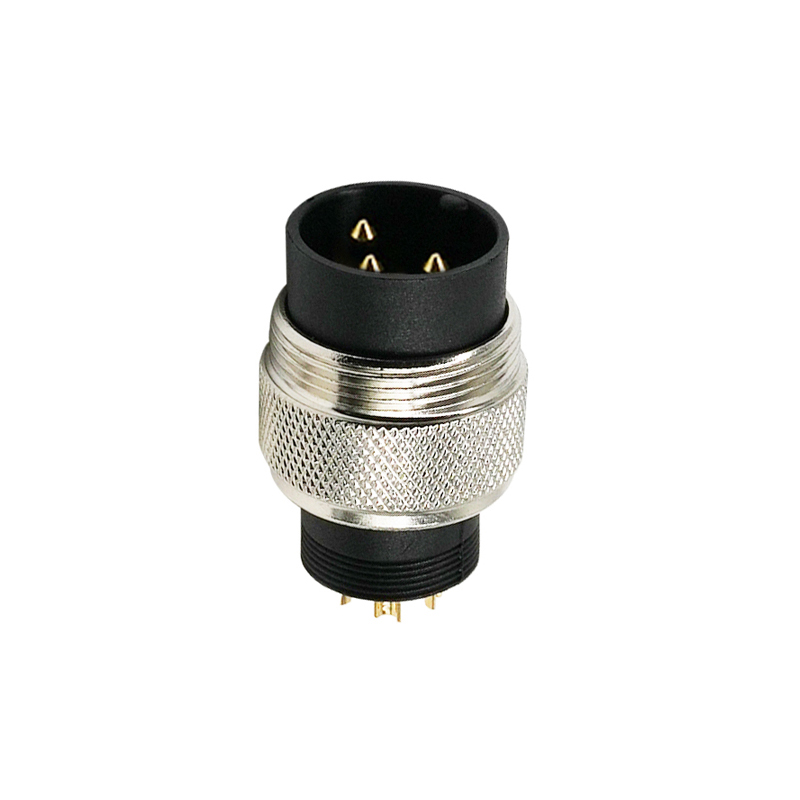 M16 3pins A code male moldable connector,unshielded,brass with nickel plated screw