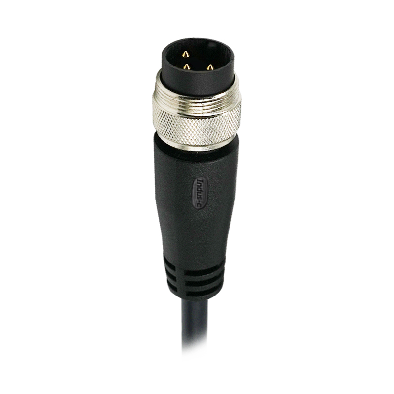 M16 3pins A code male straight molded cable,shielded,PVC,-40°C~+105°C,18AWG 0.75mm²,brass with nickel plated screw