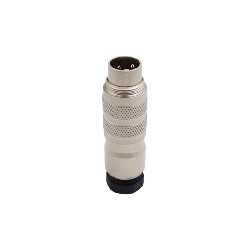 M16 2pins A code male straight plastic assembly connector,shielded,brass with nickel plated housing,suitable cable diameter 4.1mm-7.8mm