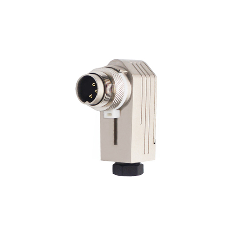 M16 3pins A code male right angle plastic assembly connector,shielded,brass with nickel plated housing,suitable cable diameter 4.1mm-7.8mm