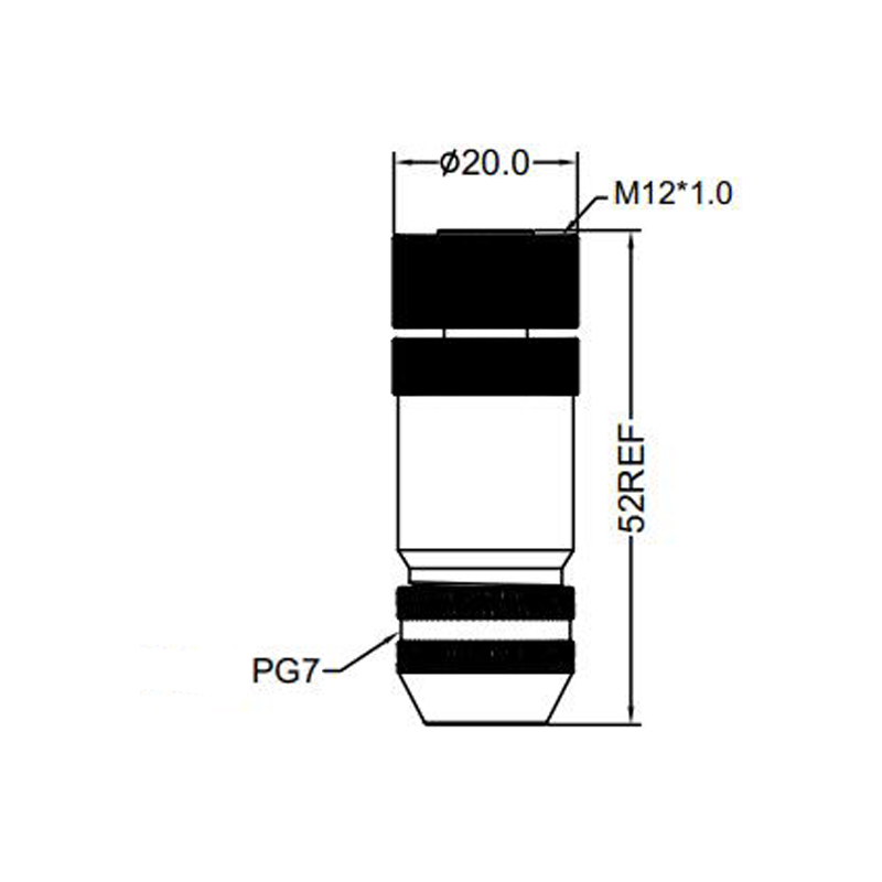 M12 4pins D code female straight metal assembly connector PG7 thread,shielded,brass with nickel plated housing,suitable cable diameter 4.0mm-6.0mm