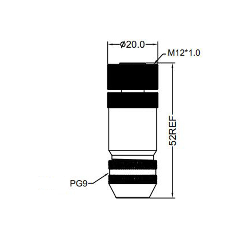 M12 4pins D code female straight metal assembly connector PG9 thread,shielded,brass with nickel plated housing,suitable cable diameter 6.0mm-8.0mm