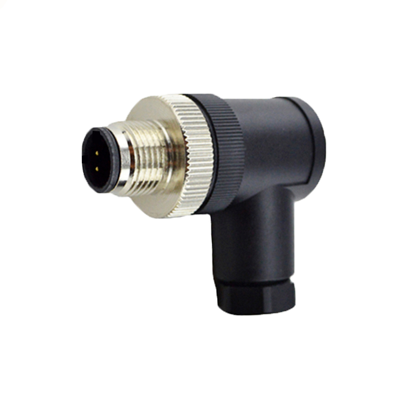 M12 2pins C code male right angle plastic assembly connector PG9 thread,unshielded,suitable cable outer diameter 6.0mm-8.0mm