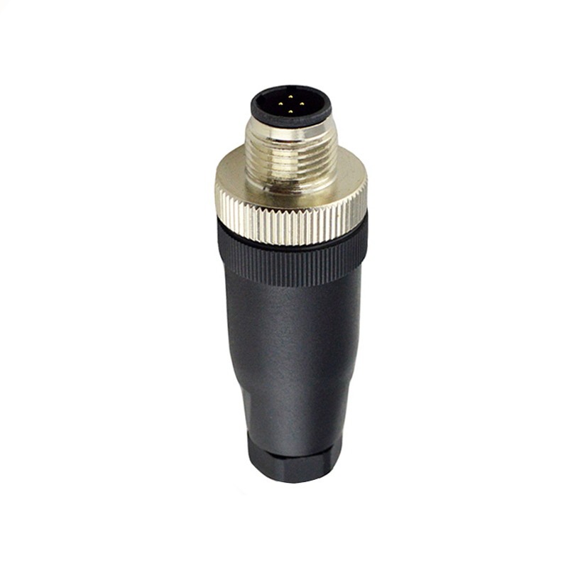 M12 4pins C code male straight plastic assembly connector PG9 thread,unshielded,suitable cable outer diameter 6.0mm-8.0mm
