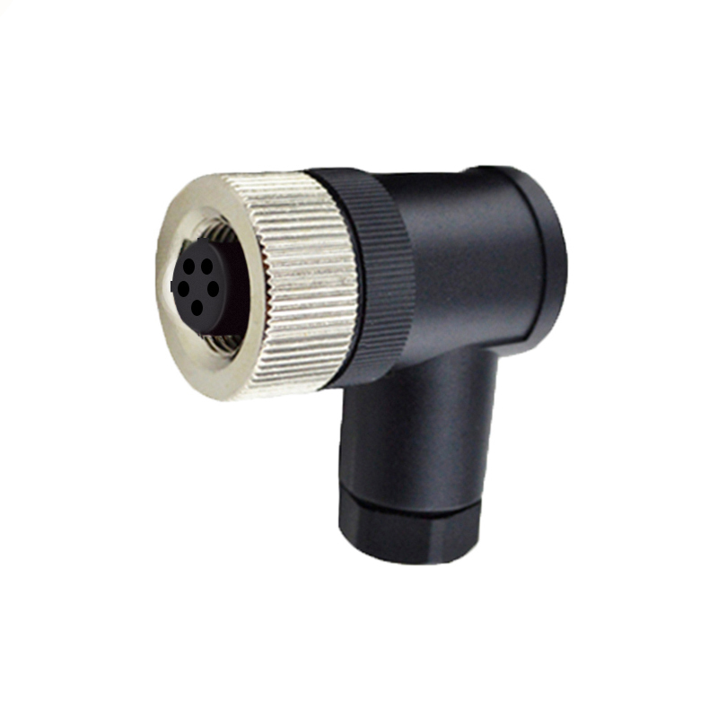 M12 5pins C code female right angle plastic assembly connector PG7 thread,unshielded,suitable cable outer diameter 4.0mm-6.0mm