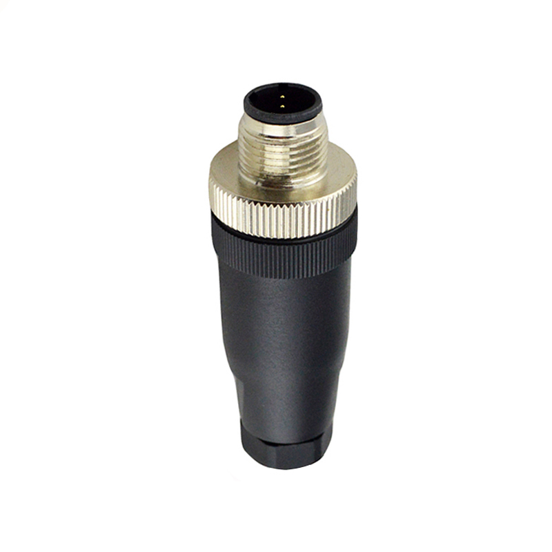 M12 2pins C code male straight plastic assembly connector PG7 thread,unshielded,suitable cable outer diameter 4.0mm-6.0mm