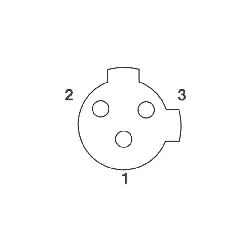 M12 3pins C code female straight molded cable,shielded,PUR,-40°C~+105°C,22AWG 0.34mm²,brass with nickel plated screw
