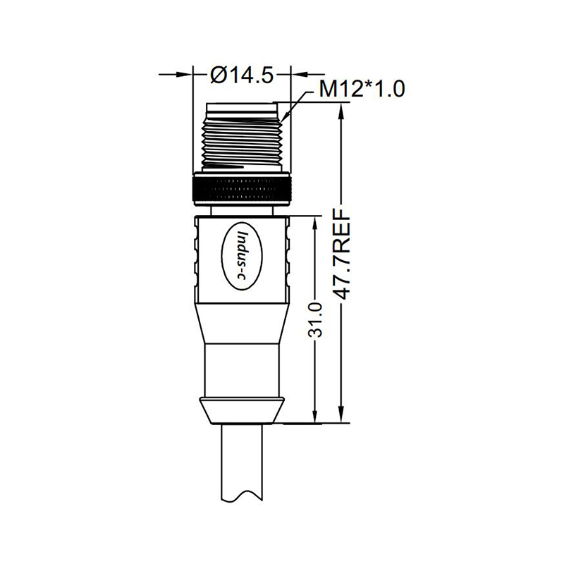 M12 8pins X code male straight molded cable,shielded,PVC,-40°C~+105°C,CAT6 26AWG*4P,brass with nickel plated screw