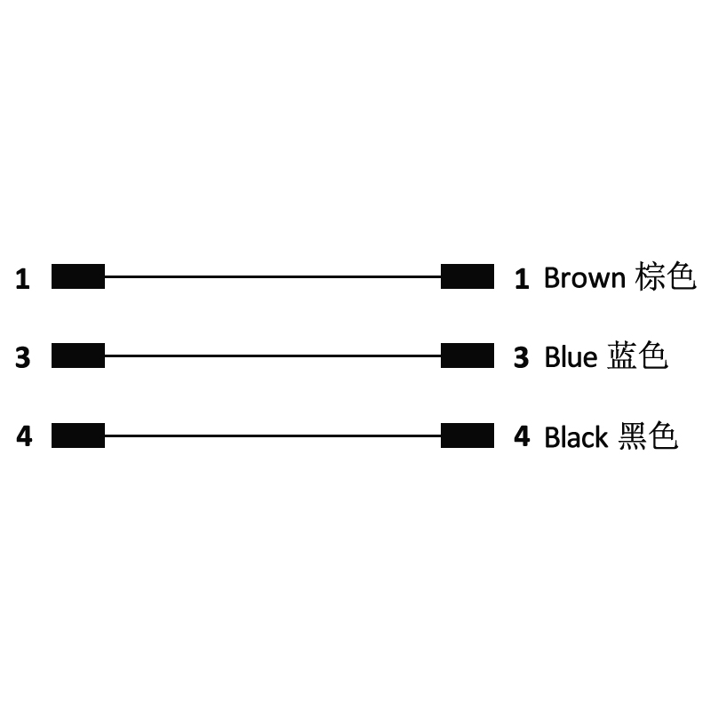 M12 3pins C code female to female straight molded cable,unshielded,PUR,-40°C~+105°C,22AWG 0.34mm²,brass with nickel plated screw