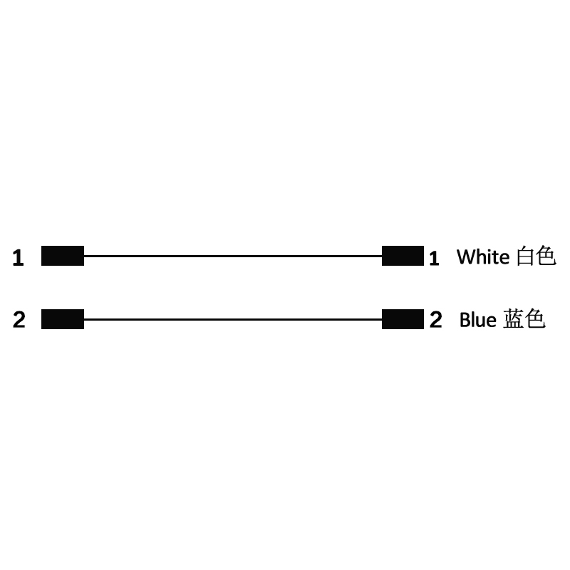 M12 2pins C code male straight to male right angle molded cable,unshielded,PVC,-40°C~+105°C,22AWG 0.34mm²,brass with nickel plated screw