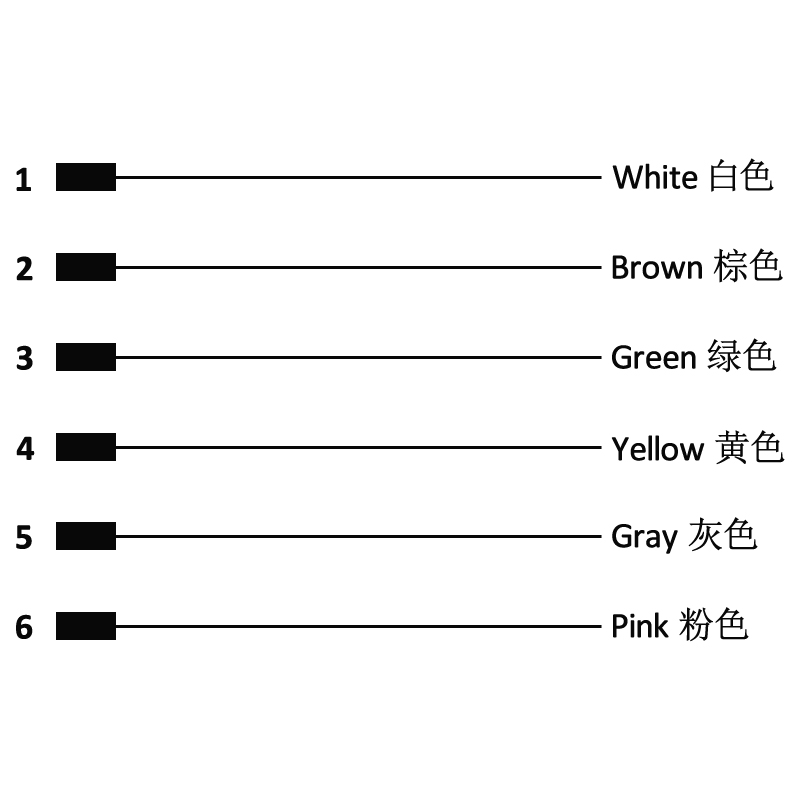 M12 6pins C code female straight molded cable,unshielded,PVC,-40°C~+105°C,22AWG 0.34mm²,brass with nickel plated screw