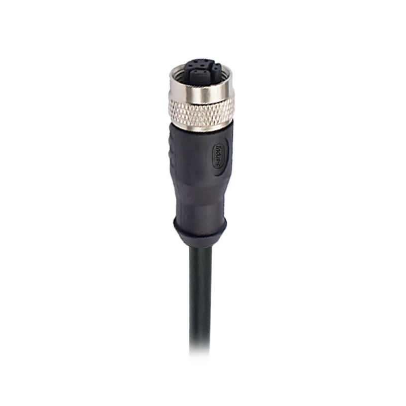 M12 8pins Y code female straight cable,shielded,PVC,-40°C~+105°C,[26AWG*2P(CAT5)+aluminum foil+braid]+20AWG*4C+aluminum foil+braid,brass copper