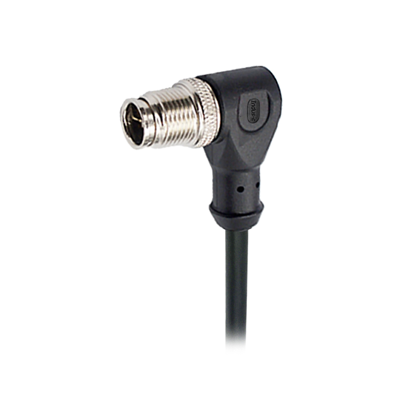 M12 8pins Y code male right angle cable,shielded,PUR,-40°C~+105°C,[26AWG*2P(CAT5)+aluminum foil+braid]+20AWG*4C+aluminum foil+braid,brass copper