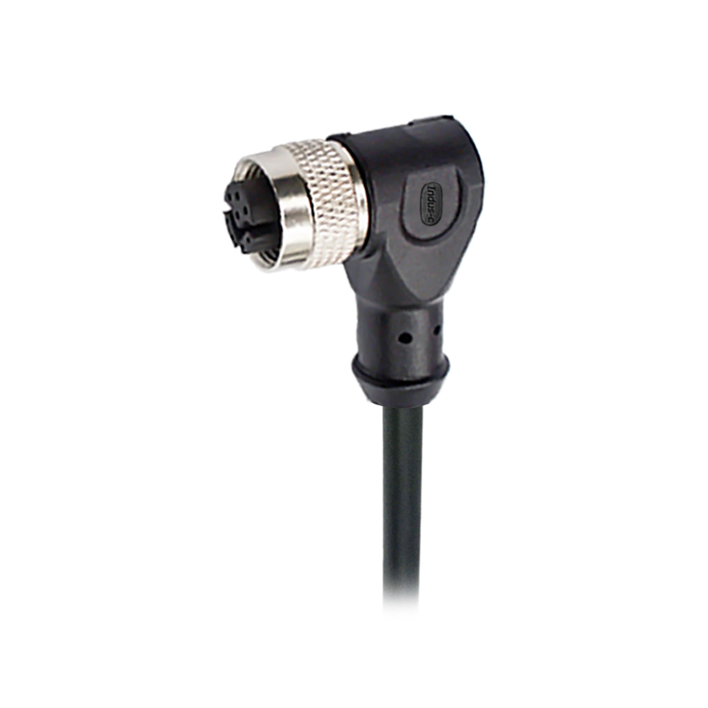 M12 8pins Y code female right angle cable,shielded,PVC,-40°C~+105°C,[26AWG*2P(CAT5)+aluminum foil+braid]+20AWG*4C+aluminum foil+braid,brass copper