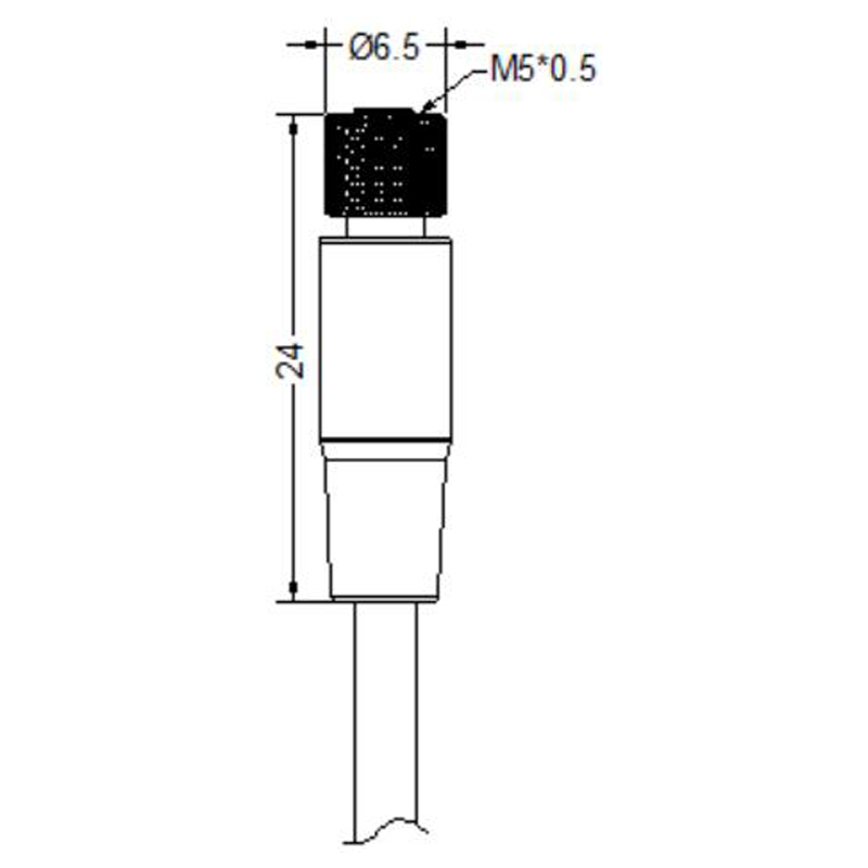 M5 3pins A code female straight cabler,shielded,PVC,-40°C~+105°C,26AWG 0.14mm²,brass with nickel plated screw