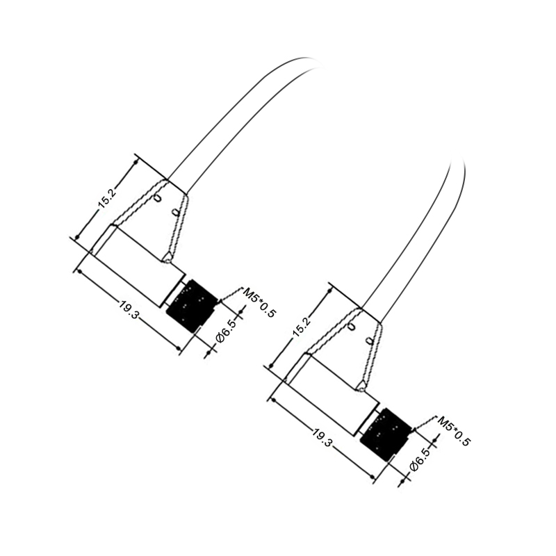 M5 4pins A code female to female right angle cable,shielded,PVC,-40°C~+105°C,26AWG 0.14mm²,brass with nickel plated screw