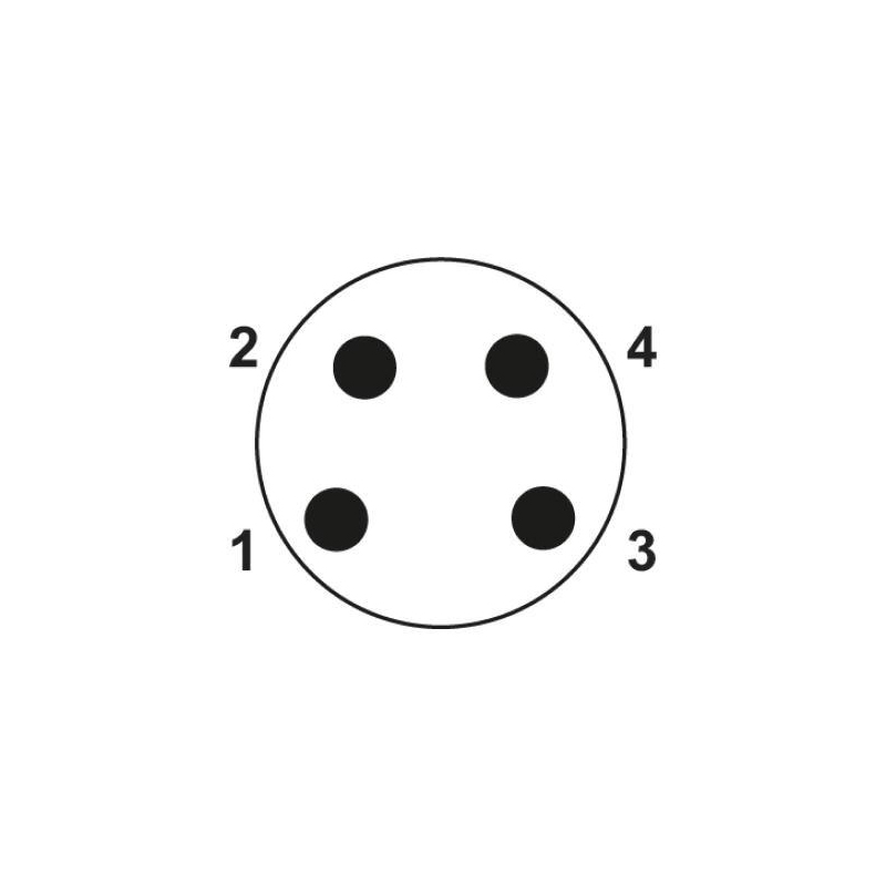 M8 4pins A code male to female right angle molded cable,unshielded,PVC,-40°C~+105°C,24AWG 0.25mm²,brass with nickel plated screw