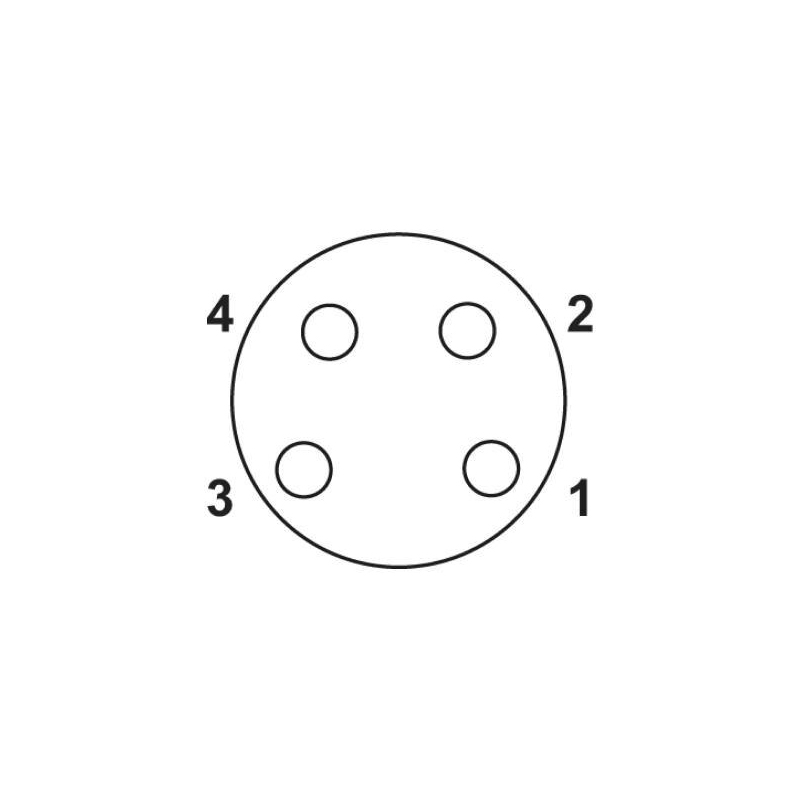 M8 4pins A code male to female right angle molded cable,unshielded,PVC,-40°C~+105°C,24AWG 0.25mm²,brass with nickel plated screw