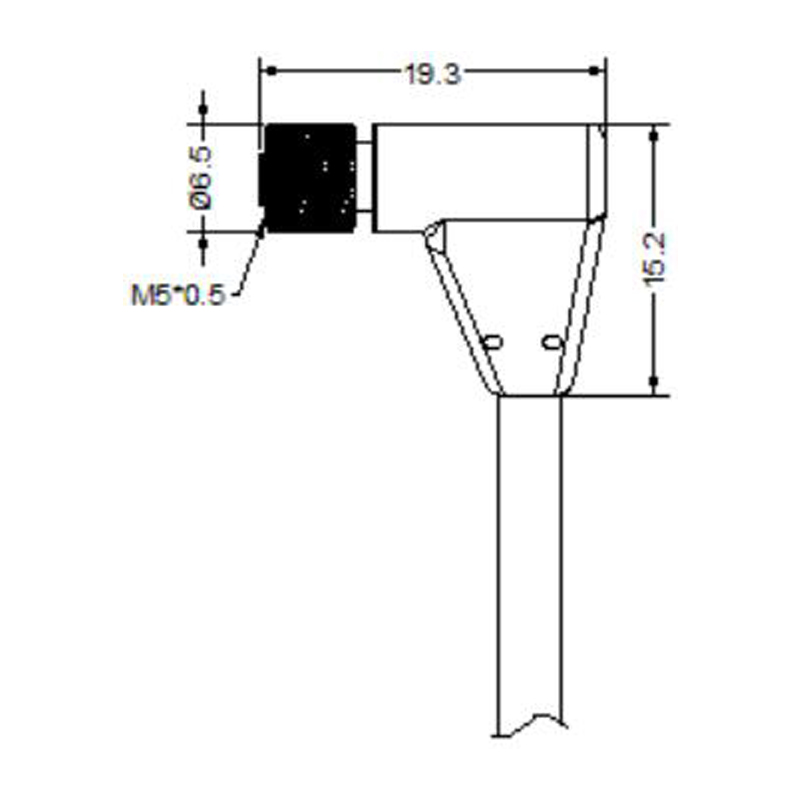 M5 4pins A code female right angle cable,shielded,PVC,-40°C~+105°C,26AWG 0.14mm²,brass with nickel plated screw