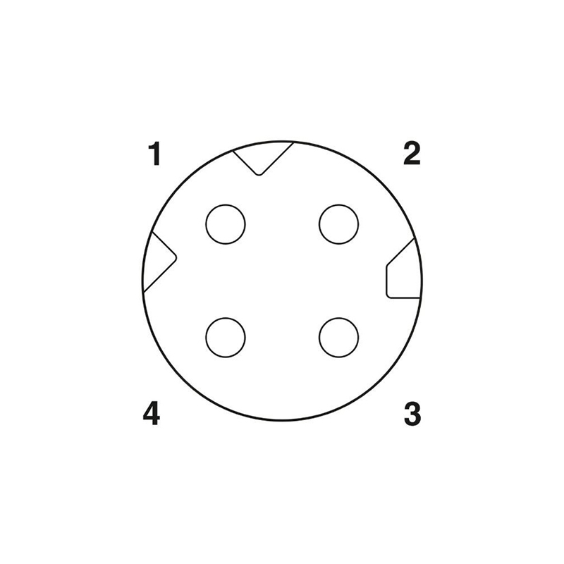 M8 4pins D female straight rear panel mount connector,unshielded,insert,brass with nickel plated shell
